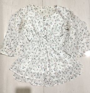 White Floral Top For Women