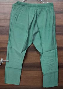 Green Cotton Ethnic  Pants