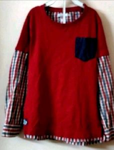 Boys Red layered look tshirt