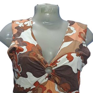 Floral Brown Tank Top