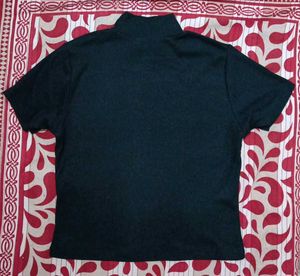 Black high neck ribbed top