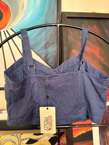 Embroidered Tassels Navy Crop Top Bombay Paisley