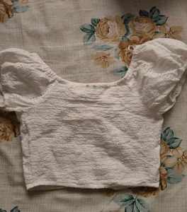 White Eyelet Puff Sleeve Top