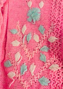Vintage Pink Embroidered Cardigan