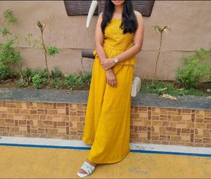 Yellow Suit With Sarara Pant & Dupatta |