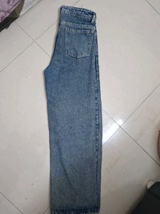 Trendy Blue Wide Leg Jeans