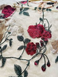 Champagne Coloured Floral Embroidered Sheer Top