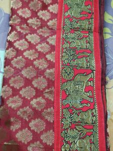Red and white combination saree...