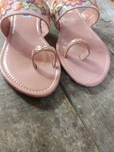 Peach Colour Slippers For Party Wear