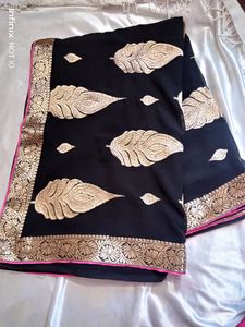 New Black Saree With Blouse