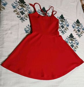 GINGER Women Solid Skater Dress with Criss-Cross