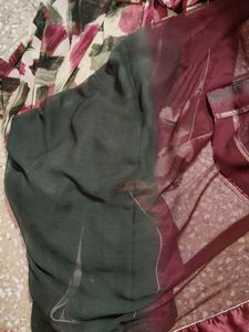 maroon and green saree