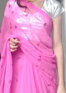 Pink Embellished Saree