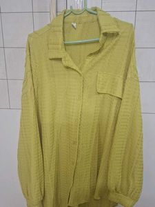 Olive Green Button-Down Top strachable