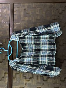 MADAME- BLUE STRIPPED CROP Top