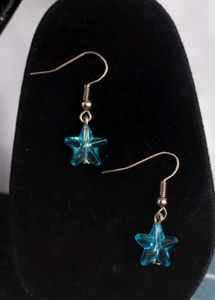 Handmade Star Earrings - Blue