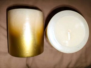 Gold Irish Glitter Pillar candles 260gm Each