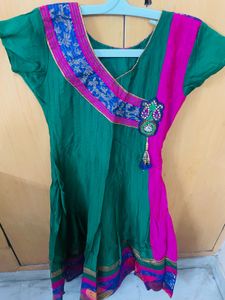 Ethnic Green &amp; Pink Kurta Set