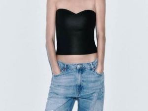 Zara Black Faux Leather Top