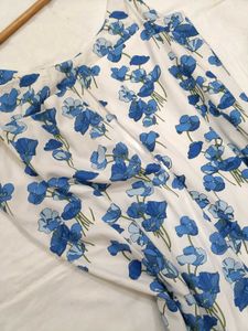 Imported White and Blue Floral Dress