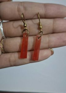 Red resin Drop Earrings Handmade Earring