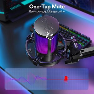 Condenser Mic with Boom Arm Quick Mute, RGB Light
