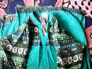A-LINE KURTI - SEA GREEN