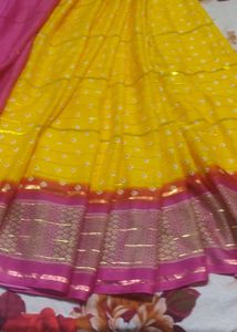 Beautiful Yellow With Dark Pink Pallu&amp;blouse