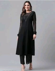 Polycrepe A Line Kurta With Plazo