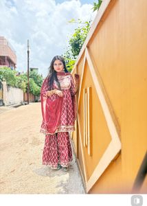 Maroon Printed Sharara Suit
