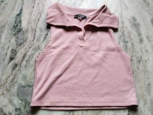 Cute Pink Polo Crop Top