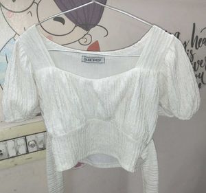 White Puff Sleeve Top