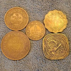British India Coins Set For Sale (5 Pcs)