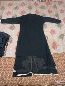 black embroidery work plazo kurti and dupatta set