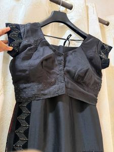 Pink &amp; Black Babydoll patch Saree