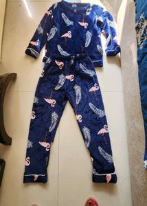 Flamingo Print luxe night suit
