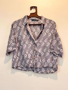 Gray Printed Crop Top (S)