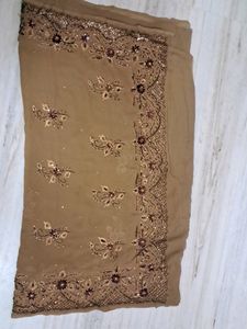 Brown Saree with Embellishments