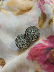 Mint Green Flower Earrings