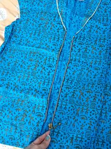 Blue Ethnic Jacket with Zip