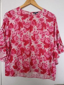 Floral Ruffle Sleeve Top