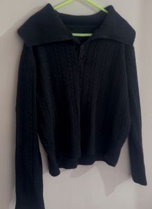 Black Ribbed Pullover