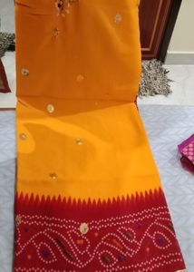 Work Pila Saree...Maroon And Yellow