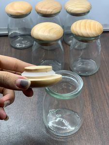 150ml Pudding Glass Jar With Wooden Lid Set Of 6