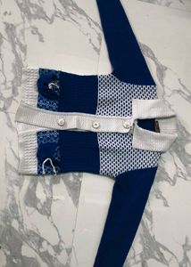 Stylish Blue &amp; White Cardigan