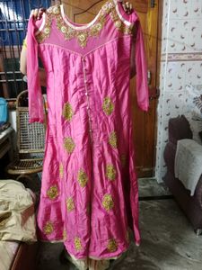 Pink & Gold Embroidered Anarkali