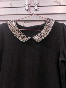 Black Dress w/ Sequin Collar