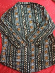 Vintage Patterned Button-Up Shirt