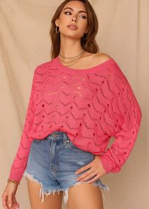 B2,G2 🎁Chic Pink Open-Knit Pullover B