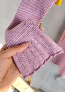 Mauve Ribbed Mock Neck Winter Top – Full Sleeves